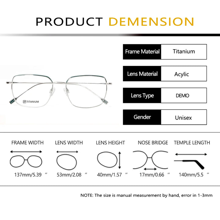 Esnbie Women's Full Rim Flat Top Square Titanium Eyeglasses 227022