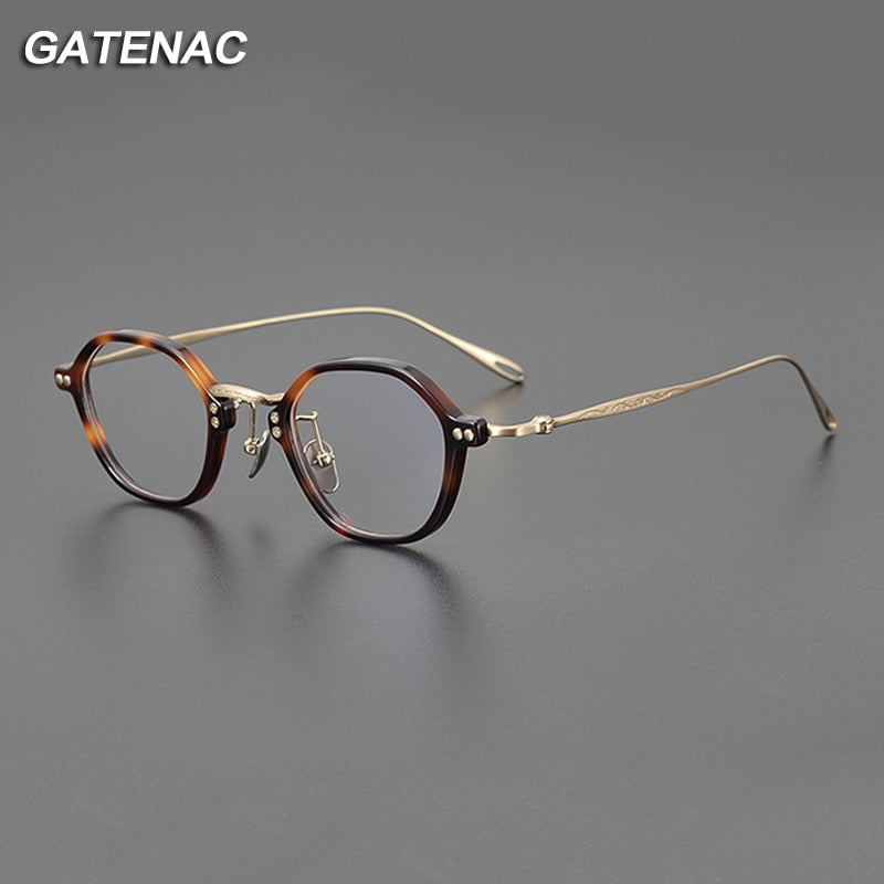 Gatenac Unisex Full Rim Round Titanium Acetate Eyeglasses Gxyj1090 Full Rim Gatenac   