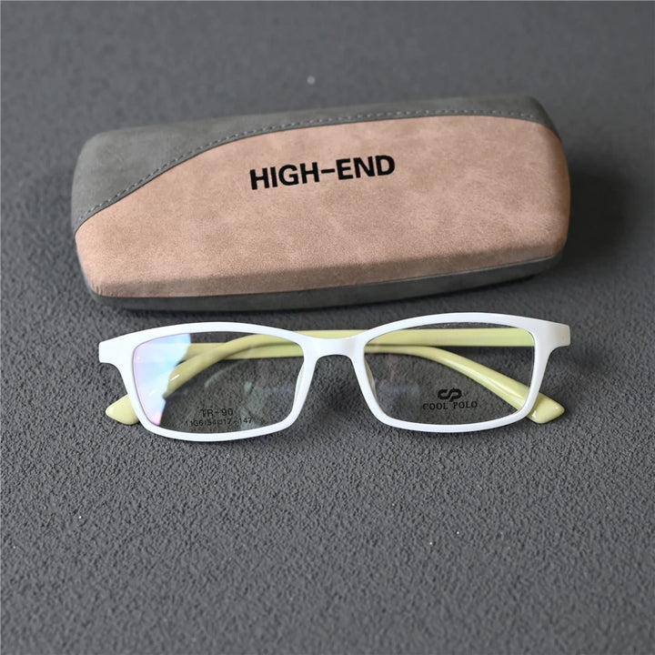 Cubojue Unisex Full Rim Big Square Tr 90 Titanium Reading Glasses 15353 Reading Glasses Cubojue anti blue light 0 white cyan