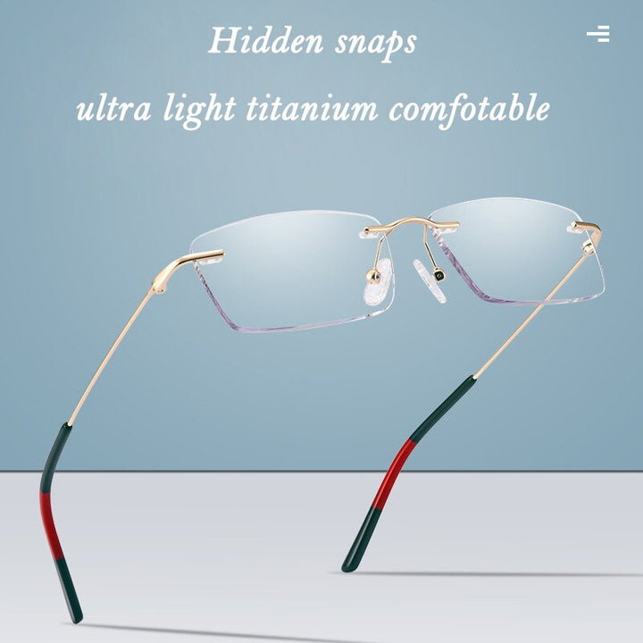 KatKani Unisex Rimless Square Titanium Alloy Eyeglasses 0620 Full Rim KatKani Eyeglasses   