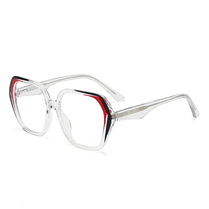 CCspace Women's Full Rim Irregular Square Polycarbonate Eyeglasses 3003 Full Rim CCspace BlackRed  