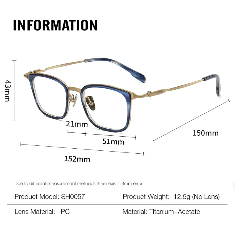 Muzz SH0067 unisex square titanium acetate prescription eyeglasses — view 2