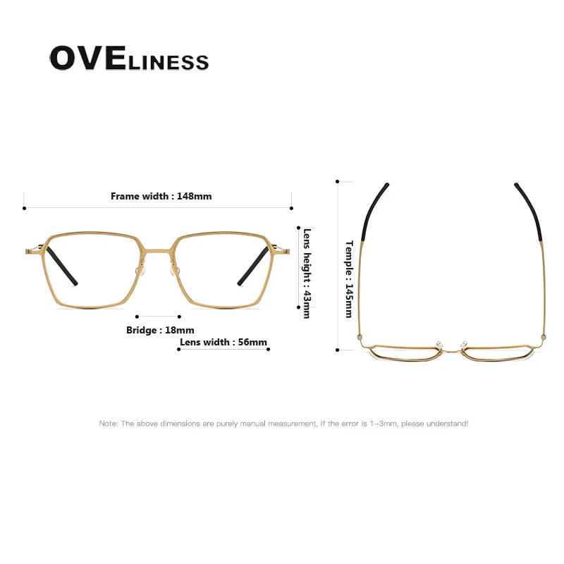 Oveliness Unisex Full RIm Polygon Screwless Titanium Eyeglasses 5514 Full Rim Oveliness   