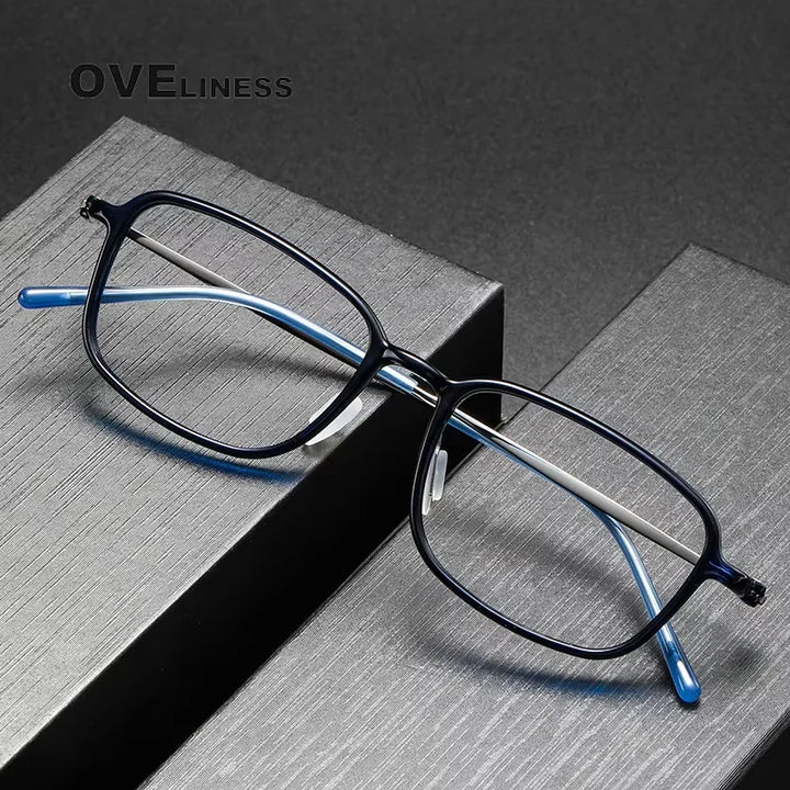 Oveliness Unisex Full Rim Square Acetate Titanium Eyeglasses 86324
