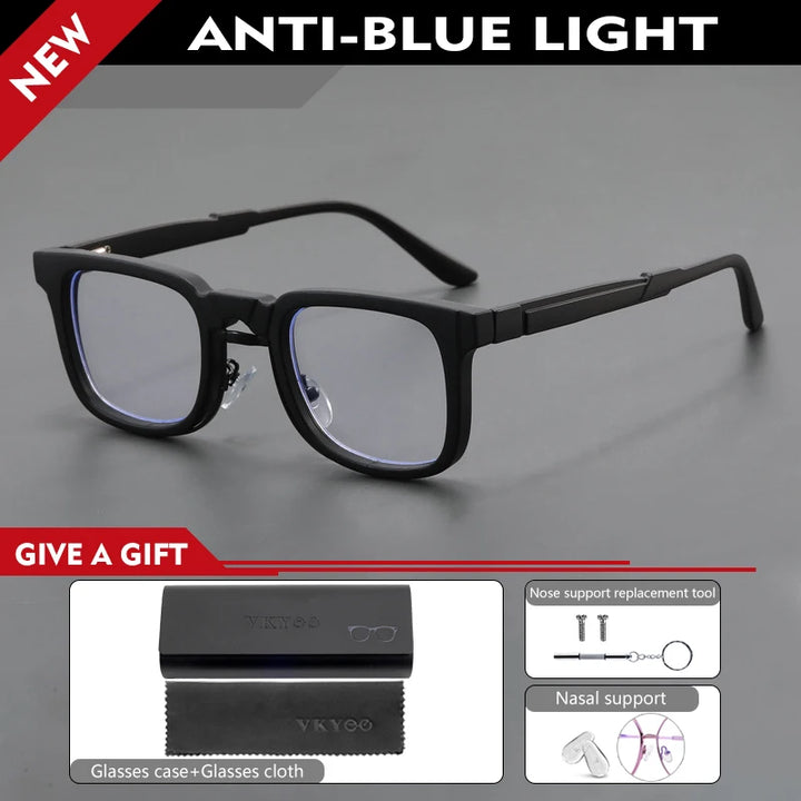 Vicky Unisex Full Rim Flat Top Square Pc Alloy Reading Glasses 10082