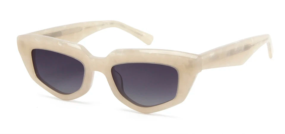 Esnbie Women's Full Rim Oval Brow Line Acetate Sunglasses 230151