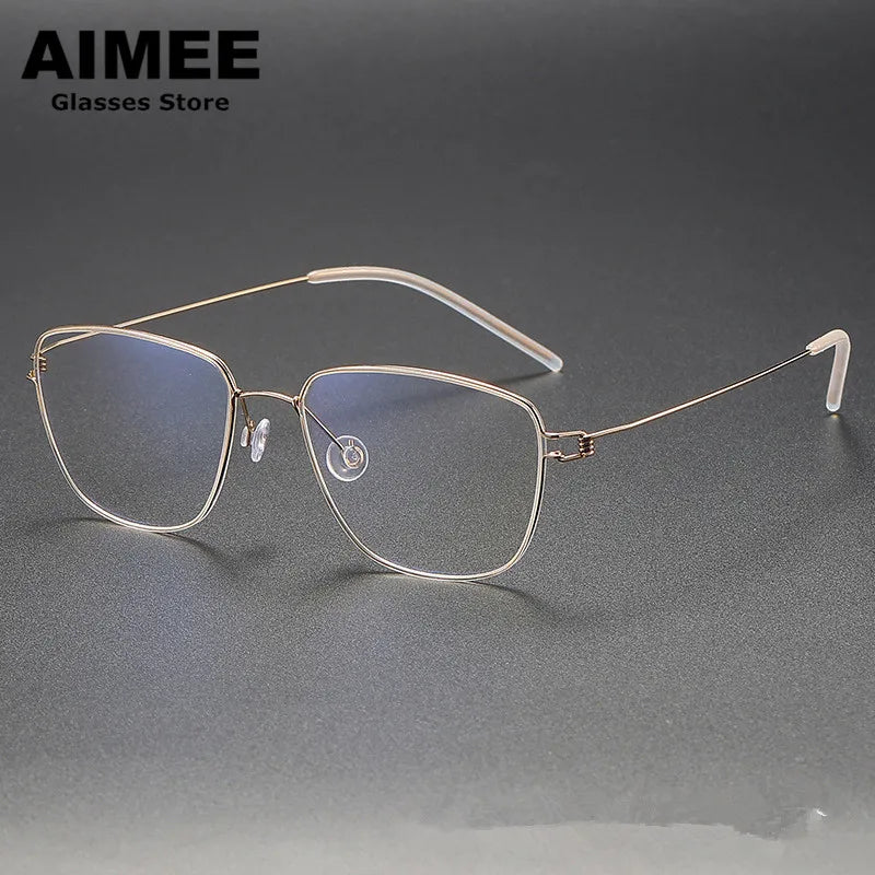 Aimee Unisex Full Rim Square Screwless Titanium Eyeglasses 7221 Full Rim Aimee Golden  