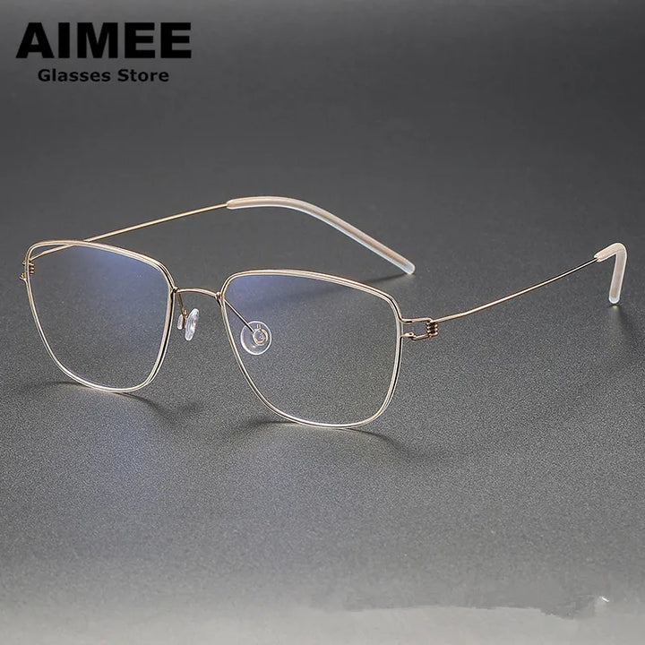 Aimee Unisex Full Rim Square Screwless Titanium Eyeglasses 7221 Full Rim Aimee Golden  