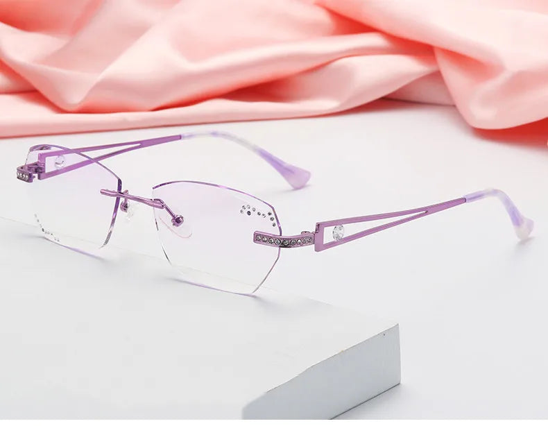 Chashma Ottica Women's Rimless Oval Titanium Eyeglasses 3010 Rimless Chashma Ottica Purple  