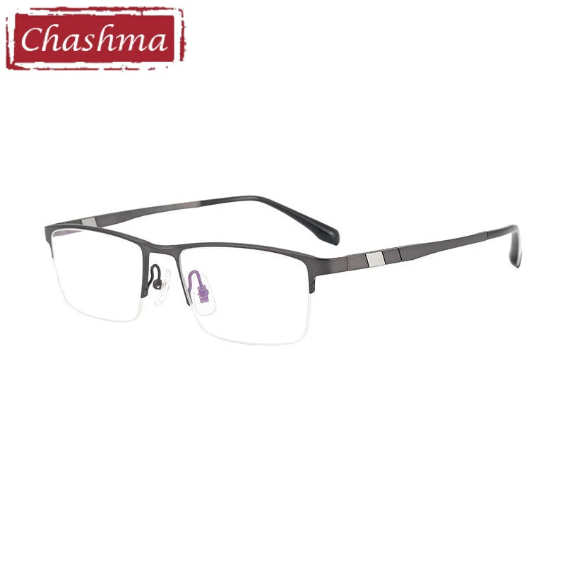 Chashma Ochki Men's Semi Rim Square Titanium Eyeglasses 44279 Semi Rim Chashma Ochki Gray  