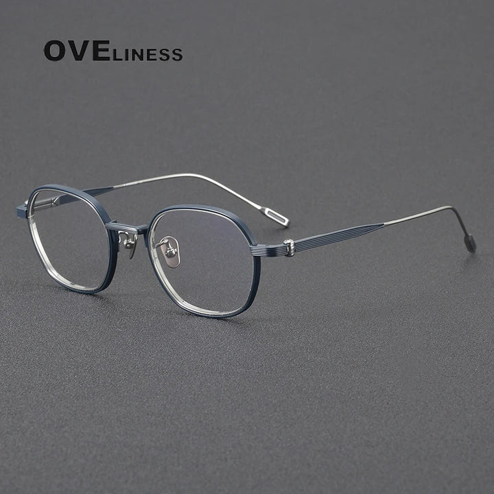 Oveliness Unisex Full Rim Oval Square Titanium Eyeglasses 4919 Full Rim Oveliness blue silver  