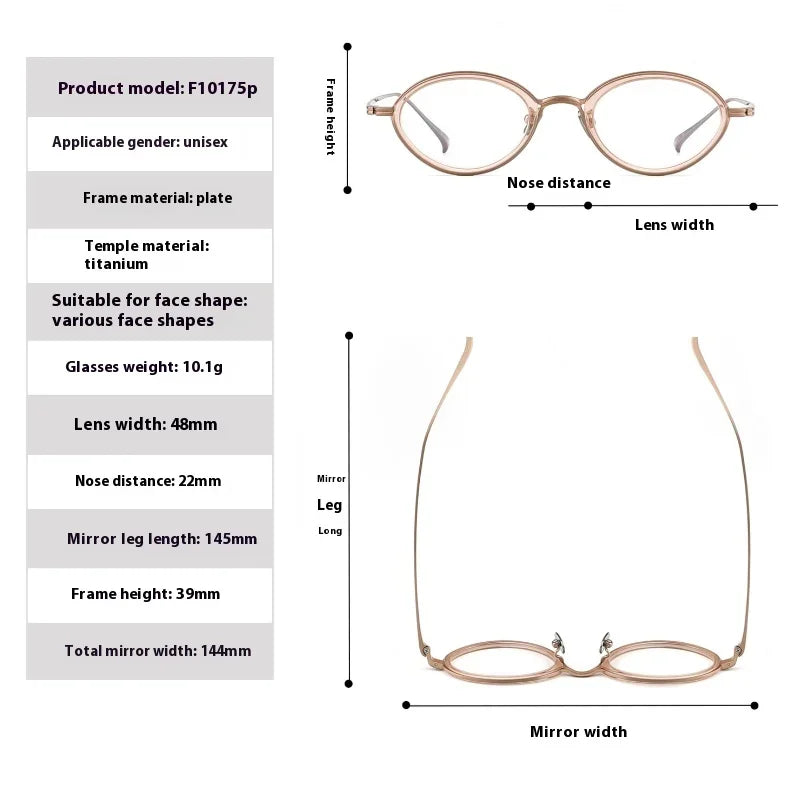 Aror Unisex Full Rim Small Size Oval Titanium Acetate Eyeglasses 41075 Full Rim Aror