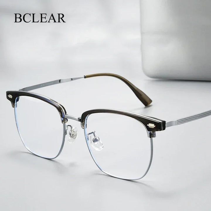 Bclear Unisex Full Rim Square Titanium Tr 90 Eyeglasses 886122