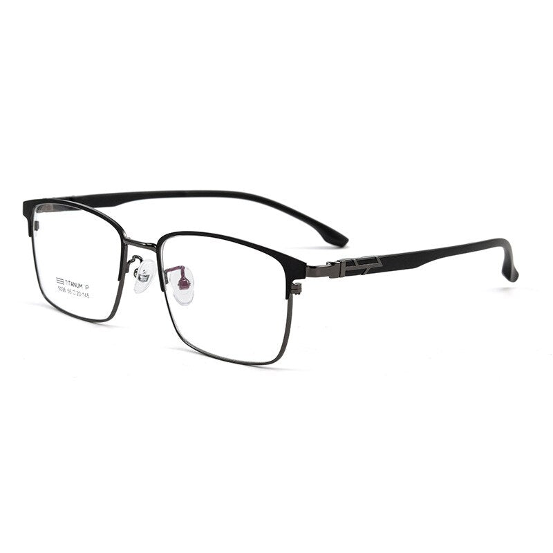 KatKani Men's Full Rim Big Square Tr 90 Titanium Alloy Eyeglasses 5038Tx Full Rim KatKani Eyeglasses Black Gun  