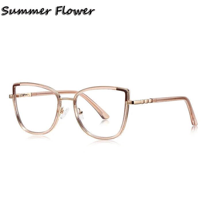 Summer Flower Women's Full Rim Cat Eye Tr 90 Titanium Eyeglasses 31314