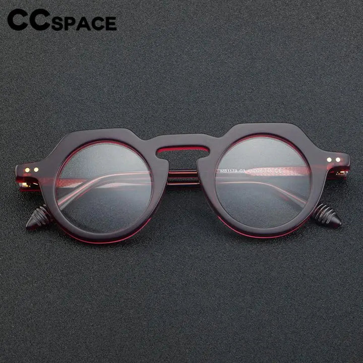 CCSpace Women's Full Rim Flat Top Round Acetate Eyeglasses 56936 Full Rim CCspace   