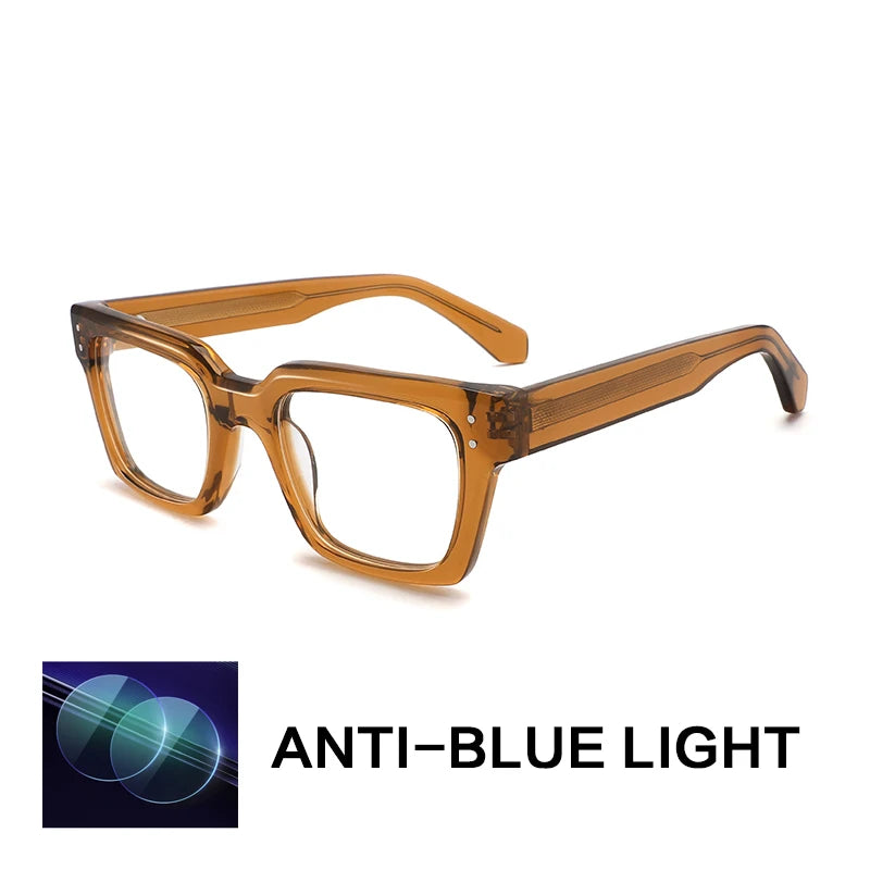 Gatenac Unisex Full Rim Square Brow Line Acetate Reading Glasses G2417