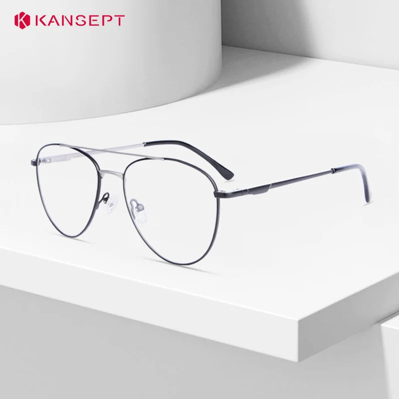 Kansept Unisex Full Rim Oval Double Bridge Alloy Reading Glasses 72504