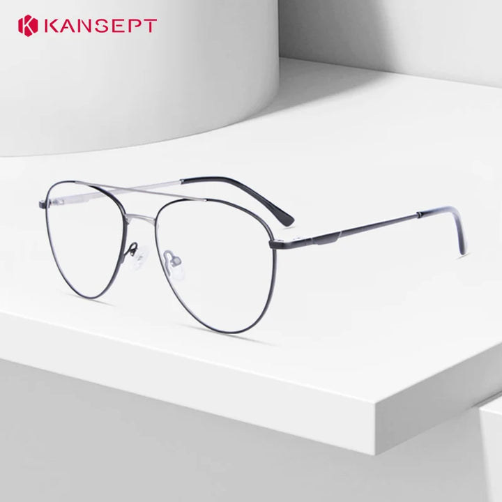 Kansept Unisex Full Rim Oval Double Bridge Alloy Reading Glasses 72504