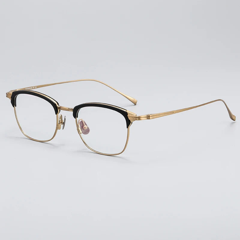 Black Mask Unisex Full Rim Square Acetate Titanium Eyeglasses 194526