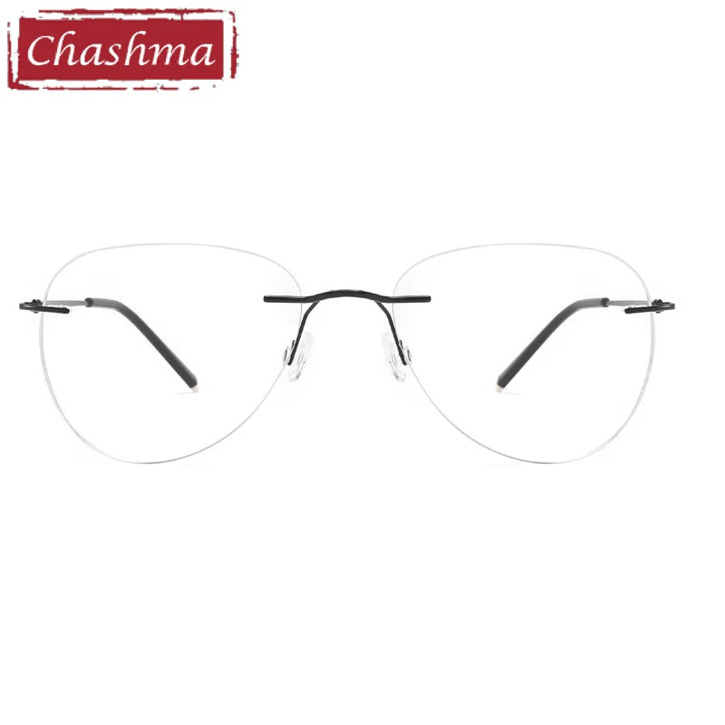 Chashma Women's Rimless Oval Titanium Customizable Lens Eyeglasses 80114