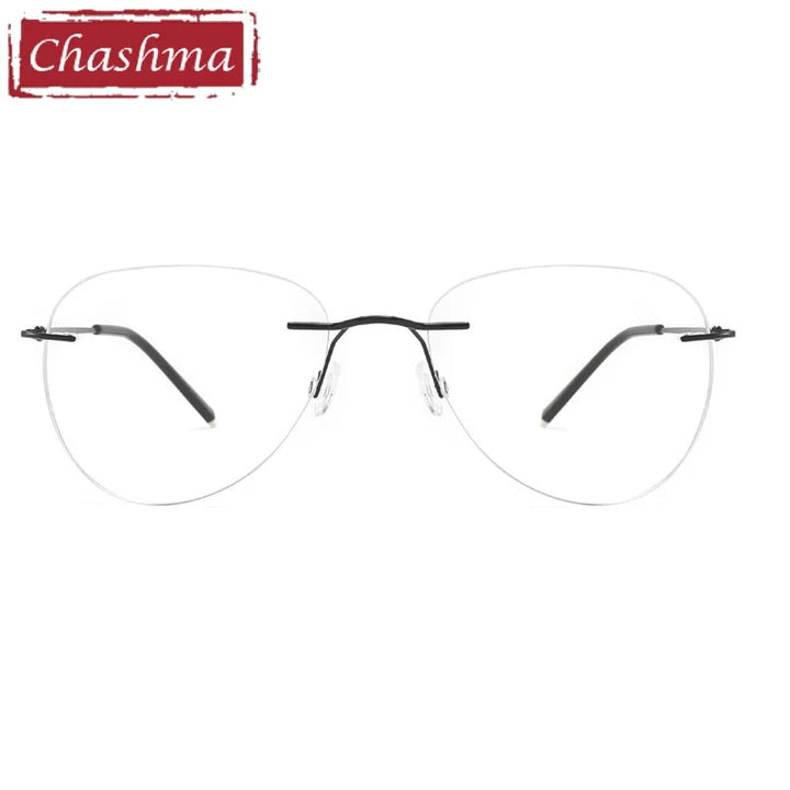 Chashma Women's Rimless Oval Titanium Customizable Lens Eyeglasses 80114