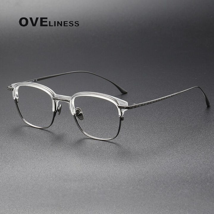 Oveliness Unisex Full Rim Square Titanium Eyeglasses Lynx Full Rim Oveliness transparent gun  