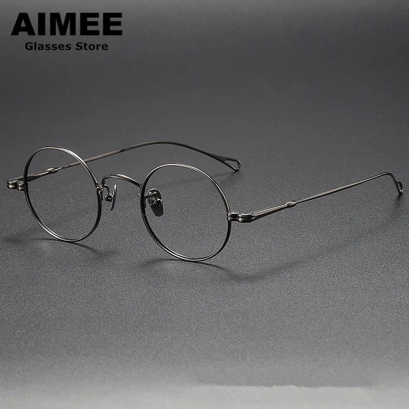 Aimee Unisex Full Rim Round Titanium Eyeglasses 5005 Full Rim Aimee Gun-Grey  