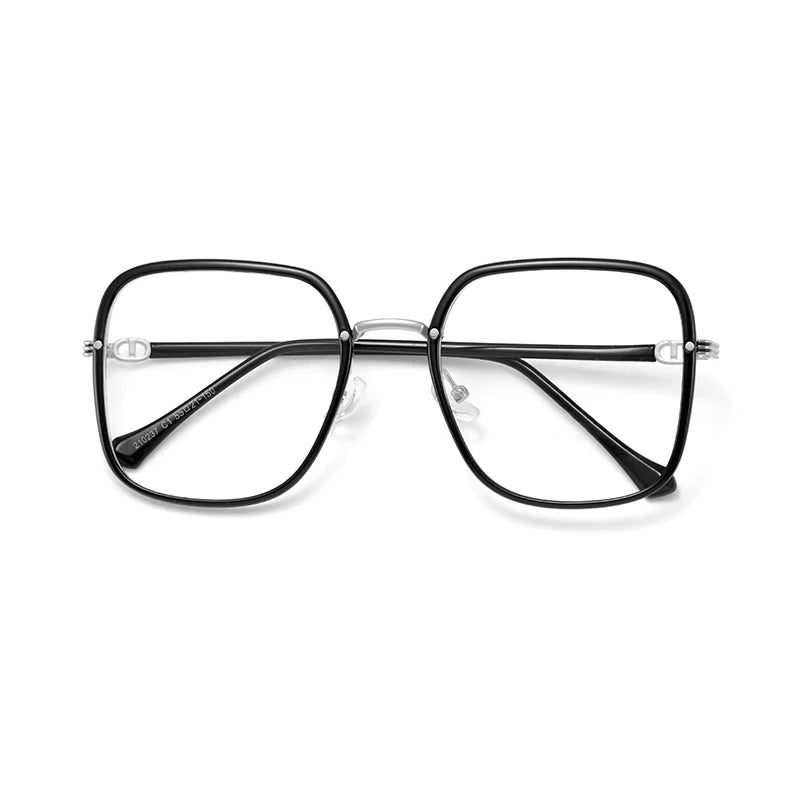 KatKani Women's Full Rim Square Tr 90 Ultem Eyeglasses 21023 Full Rim KatKani Eyeglasses Black Silver  