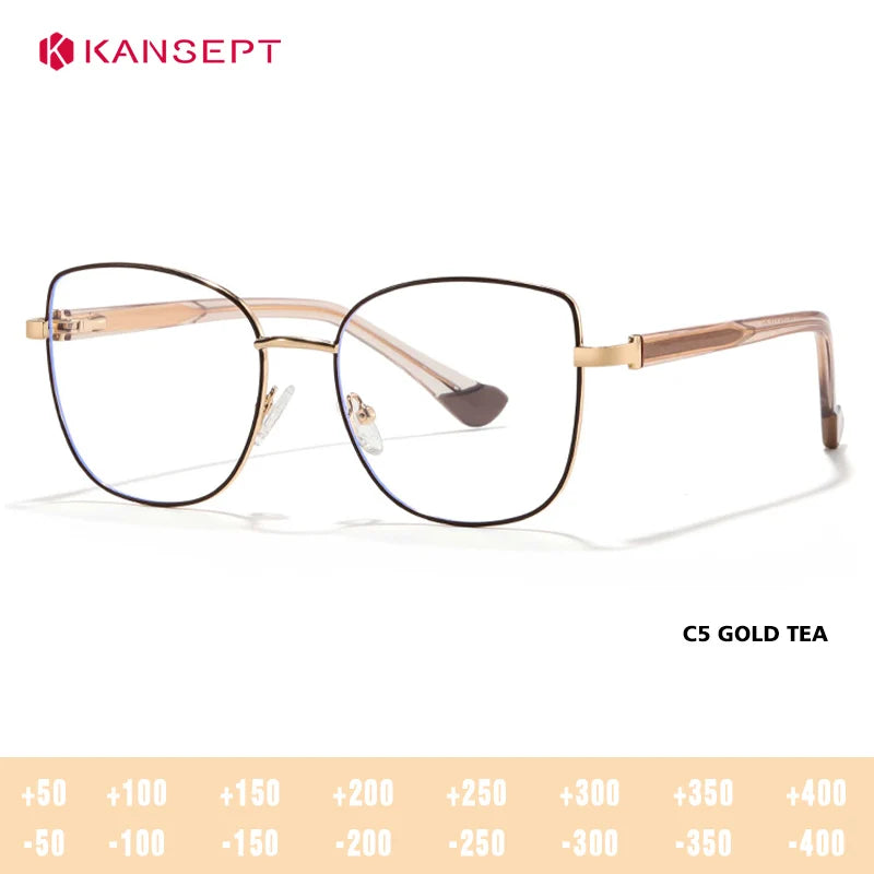 Kansept Women's Full Rim Oval Cat Eye Tr 90 Alloy Reading Glasses 68002
