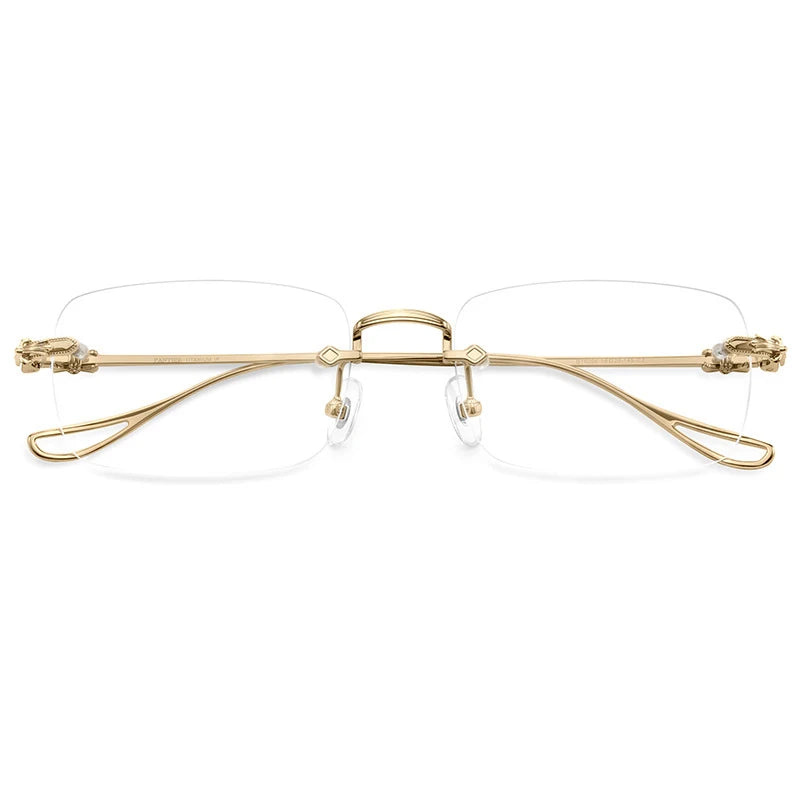 KatKani Unisex Rimless Square Titanium Eyeglasses 16096 Rimless KatKani Eyeglasses Gold  