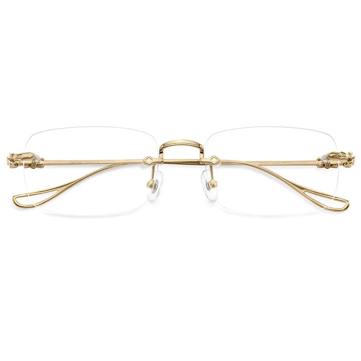 KatKani Unisex Rimless Square Titanium Eyeglasses 16096 Rimless KatKani Eyeglasses Gold  