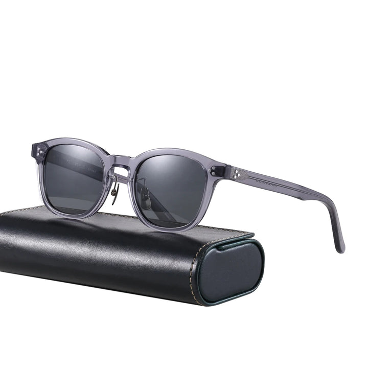 Black Mask Men's Full Rim Square Acetate Polarized Sunglasses 4950 Sunglasses Black Mask Gray-Gray Black 