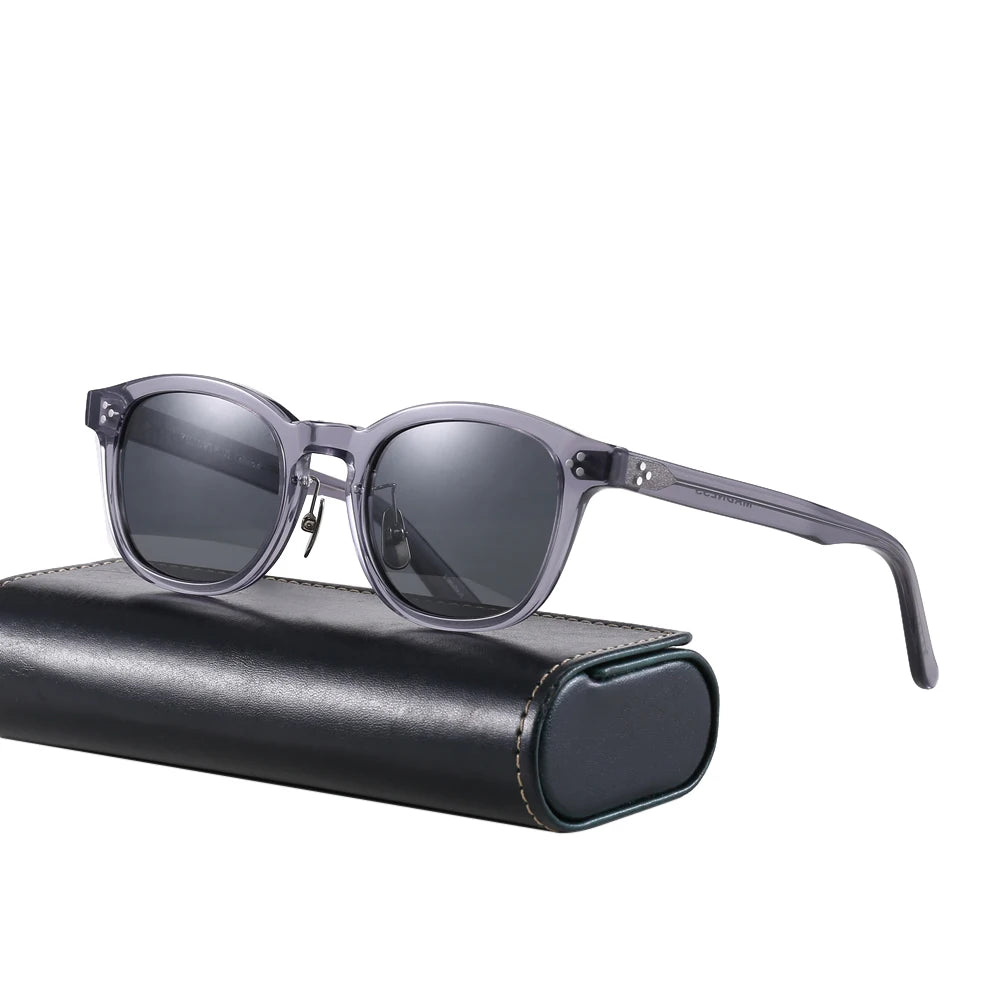 Black Mask Men Full Rim Square Acetate Polarized Sunglasses Fuz 17