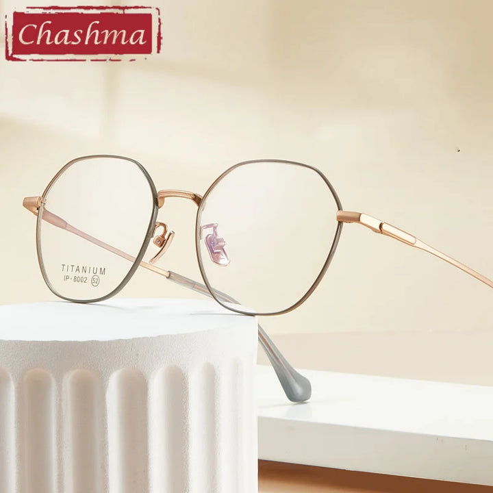 Chashma Ottica Unisex Full Rim Hexagon Titanium Eyeglasses 8002 Full Rim Chashma Ottica   