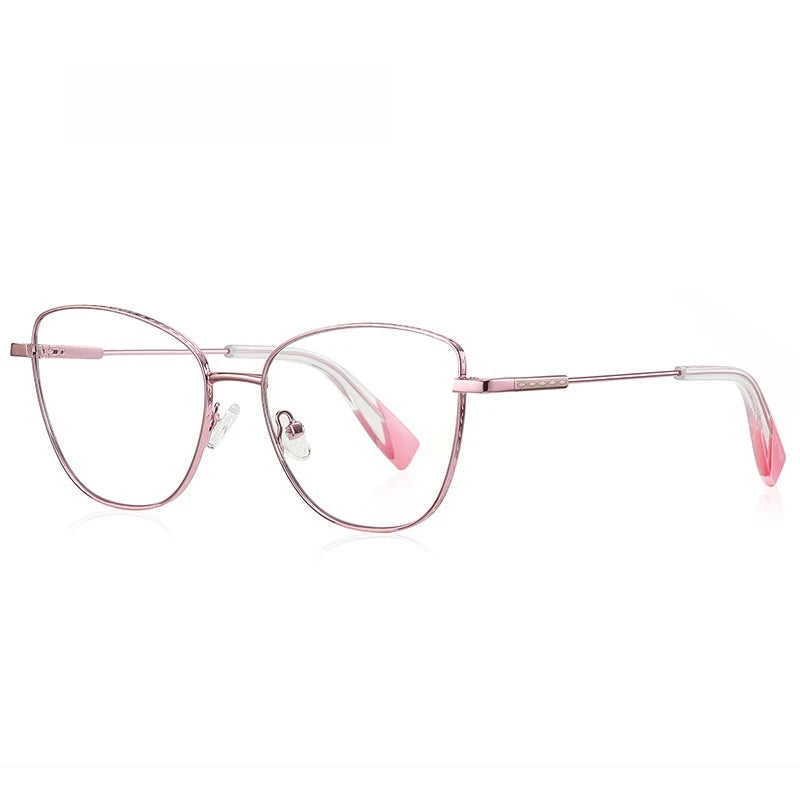 Yimaruili Women's Full Rim Square Cat Eye Alloy Eyeglasses Y3032 Full Rim Yimaruili Eyeglasses Pink C3  