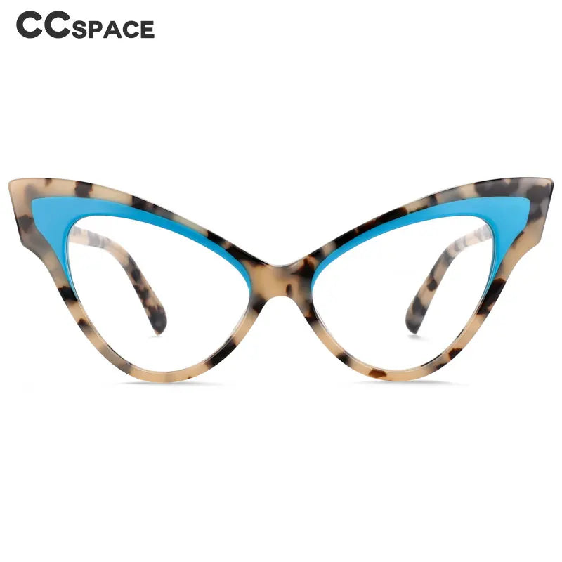 CCspace Unisex Full Rim Oversized Cat Eye Acetate Eyeglasses 55270 Full Rim CCspace   