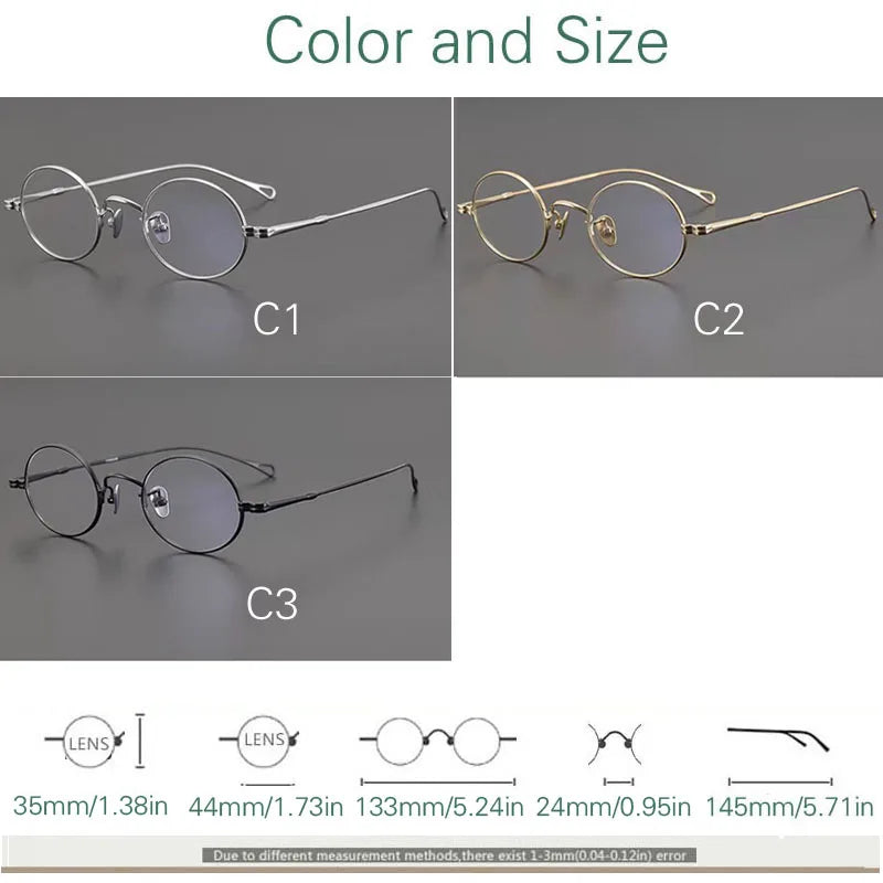 Yujo Unisex Full Rim Oval Pure Titanium Eyeglasses Classic — view 2 | Yujo at FuzWeb