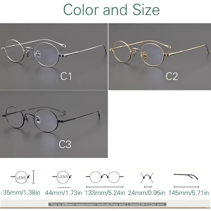 Yujo Unisex Full Rim Oval Pure Titanium Eyeglasses Classic — view 2 | Yujo at FuzWeb