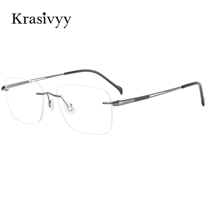 Krasivyy Unisex Rimless Oval Square Titanium Eyeglasses 916065 Rimless Krasivyy