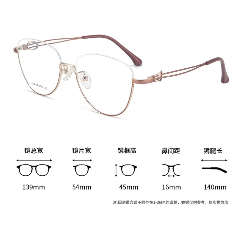 Reven Jate Women's Semi Rim Square Butterfly Alloy Eyeglasses 661184