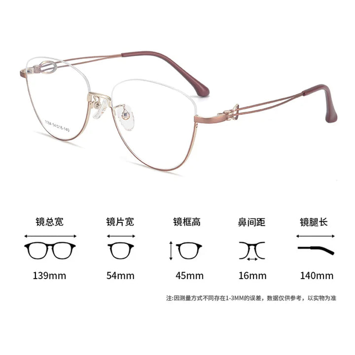 Reven Jate Women's Semi Rim Square Butterfly Alloy Eyeglasses 661184
