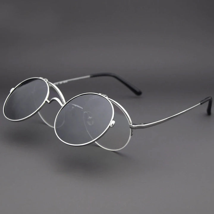Blackmask Unisex Round Titanium Eyeglasses with Polarized Clip-On Sunglasses BM-KM54