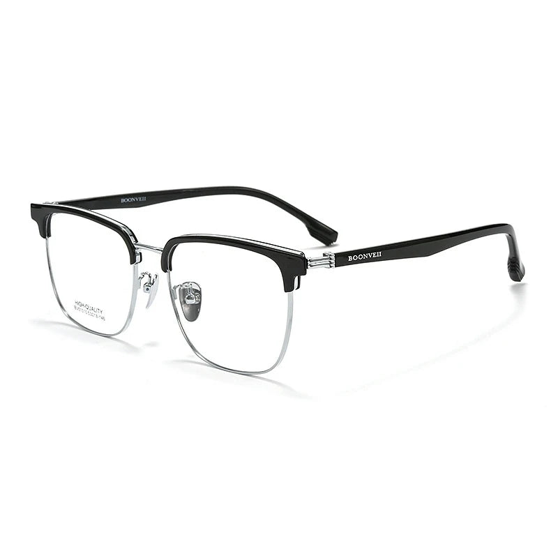 KatKani Men's Full Rim Square Titanium Tr 90 Eyeglasses B51010 Full Rim KatKani Eyeglasses   