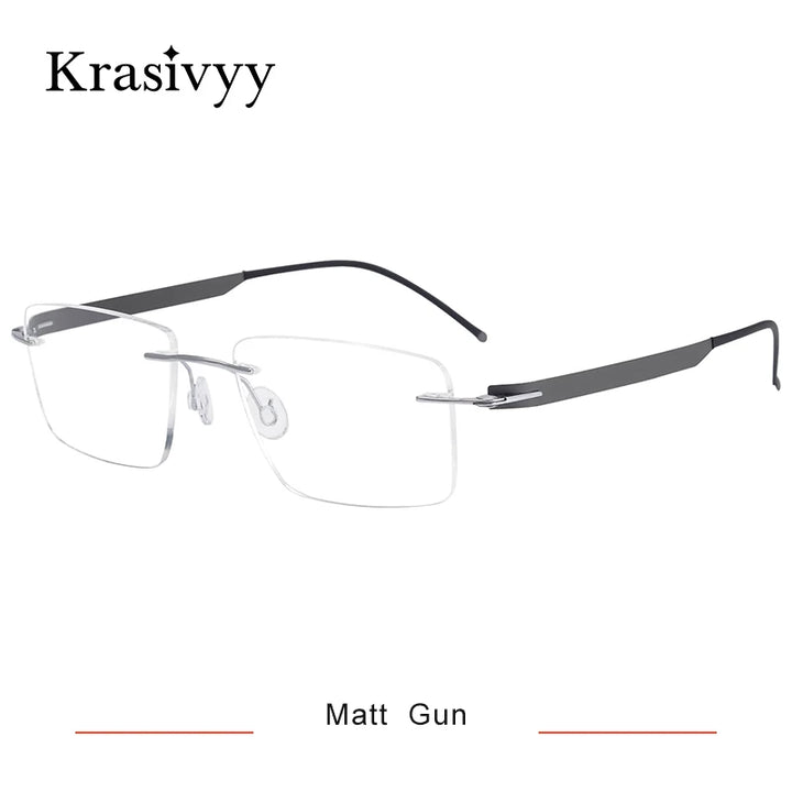 Krasivyy Women's Rimless Square Screwless Titanium Eyeglasses 45017 Rimless Krasivyy Matt Gun