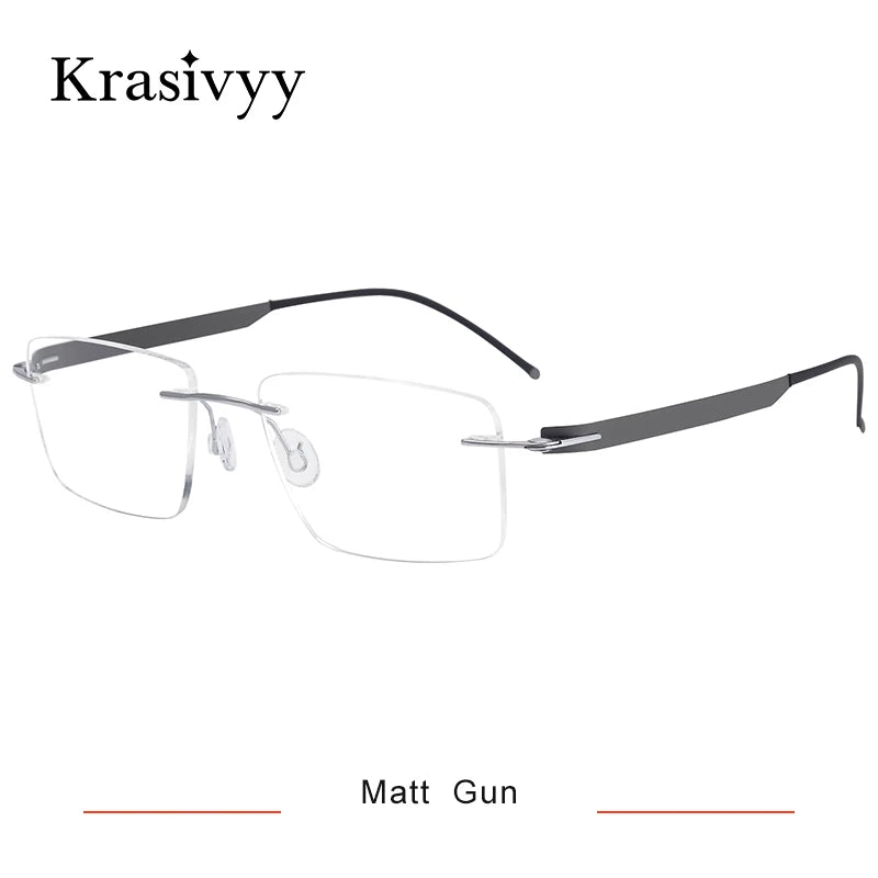 Krasivyy Unisex Rimless Square Screwless Titanium Eyeglasses 55017