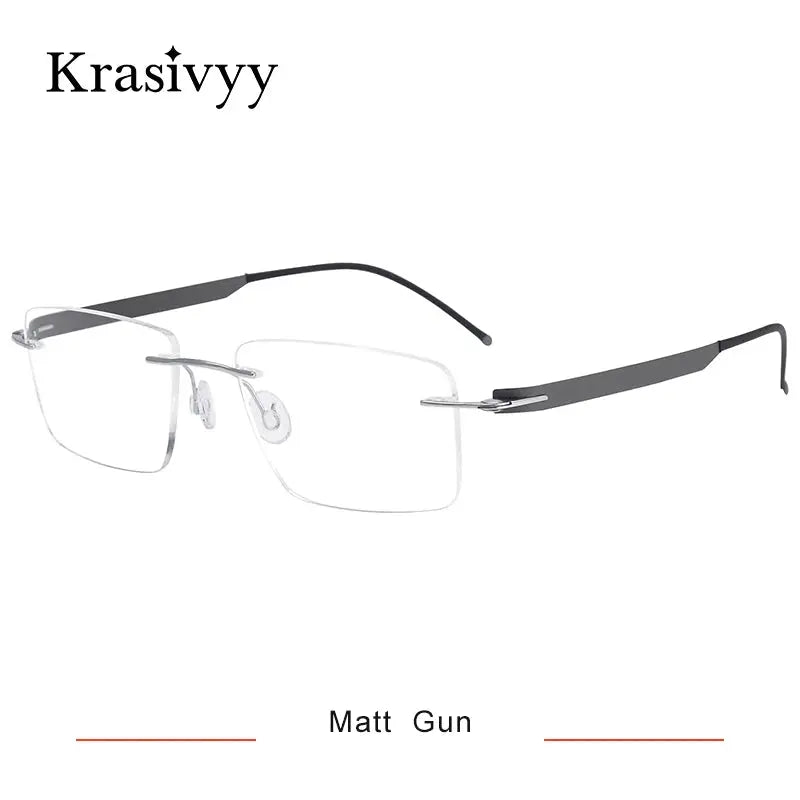 Krasivyy Unisex Rimless Square Screwless Titanium Eyeglasses 55017.