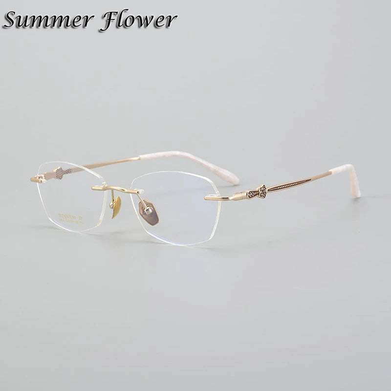 Summer Flower Women's Rimless Oval Square Titanium Eyeglasses 69263