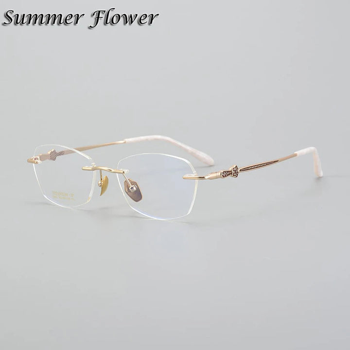 Summer Flower Women's Rimless Oval Square Titanium Eyeglasses 69263