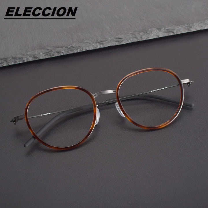 Eleccion Women's Full Rim Oval Titanium Acetate Eyeglasses 41043